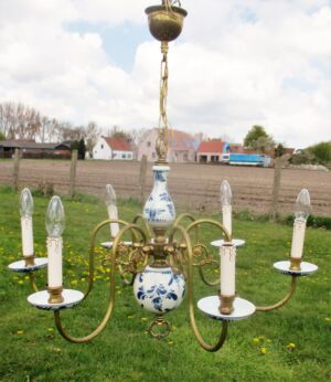 Gorgeous Romantic Vintage chandelier 6 arm Porcelain Blue White