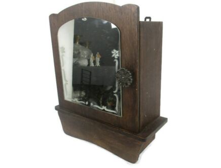 Art Deco Kitchen Apothecary Medicine Wall Bathroom Cabinet Wood Mirror 1920s Small