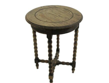 Sand Blasted Barley Twist Wooden Side Display Coffee Table Ornate Pedestal Plant Stand Barn Country Farmhouse style
