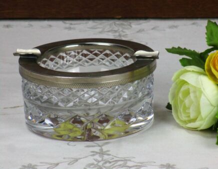 Bohemian Crystal Ashtray Crystal Etain Boheme Czechoslovakia