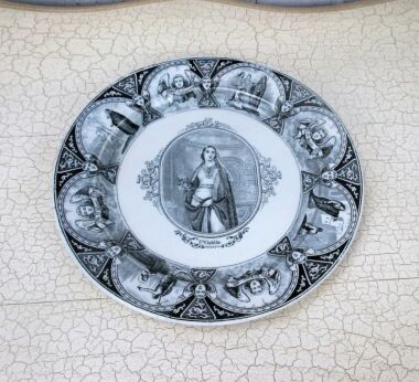 Rare Boch Keramis Cabinet Charger Collector Plate Saint Clotilde White black