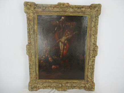 17th C Religious Scene Baroque painting Oil on Canvas Descent from the Cross