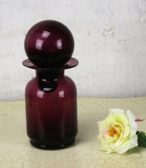 Vintage Mid Century Modern Apothecary Jar Kitchen Container Stopper Amethyst