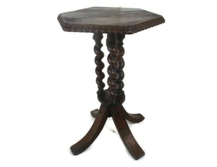 Barley Twist Wooden Side Display Coffee Side Wine Occasional Table Barn Country 3 Stems Wonderful