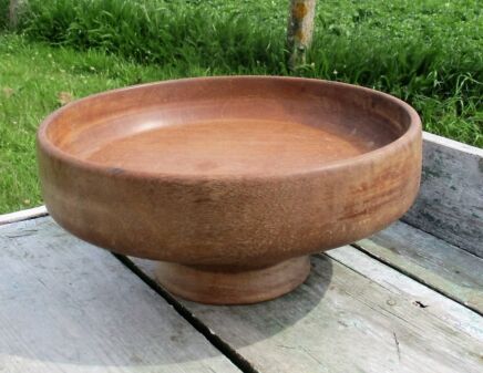 Vintage Large Wooden Pedestal Footed Bowl Woodenware Decorative