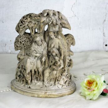 Statue Flight to Egypt Holy Family Angel Gabriel Plaster Gorgeous HTF Collector