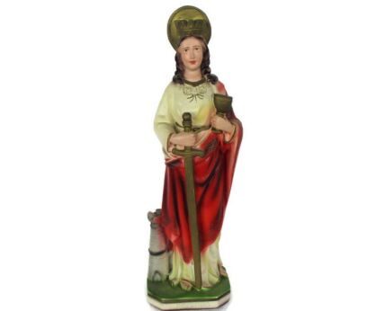 Statue Saint St Barbara of Nicomedië Tower Patron of Firemen Plaster Collector Polychrome 13.77" Beautiful