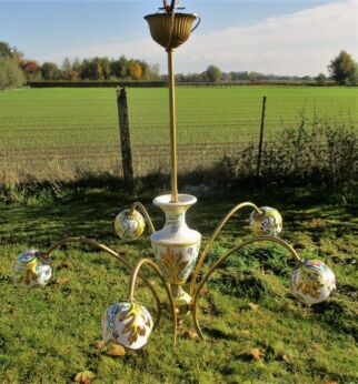 Lovely Italian Porcelain Chandelier Light polychrome 5 arm