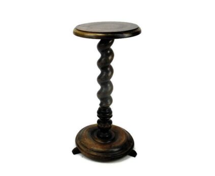 Hand Carved Wood Barley Twist Pedestal Display Side Table Plant Stand 23.42"