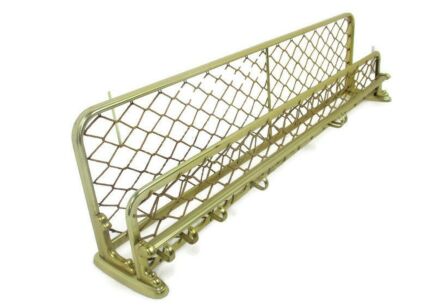 Vintage Mid Century Brass Coat Hat Rack Railroad Pop Art Brass Strings Modernist