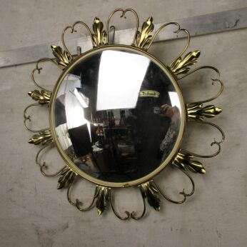 Retro Starburst Sunburst Metal Wall Convex Mirror Mid Century Modern DeKnudt