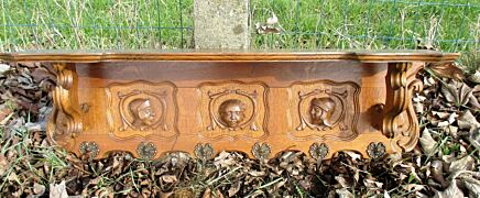 Antique Hand Carved Oak Coat Hat Rack Wood Carved Heads Gorgeous