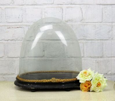 Antique Victorian Oval Hand Blown Glass Globe Dome Doll Clock Steampunk 10.62"