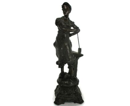 Sculpture Statue Spelter Working Man Smith Art deco Figurine 16.14"