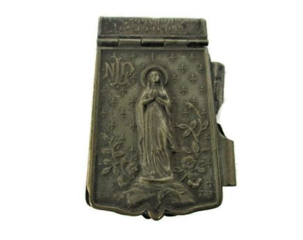 Art Nouveau Lourdes Rare Prayer booklet Virgin Mary Pendant French