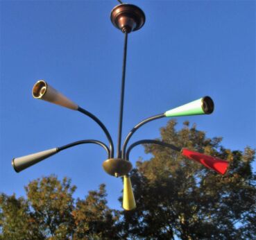 Authentic Italian 5 arm Spider Sputnik atomic Chandelier era Stilnovo