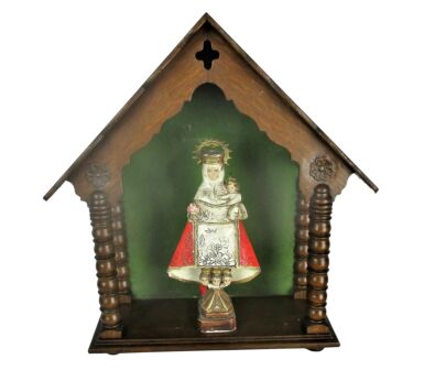 hand Carved Wooden Chapel Niche for Statue Bobbin Edwardian style Standing Crucifix Lovely