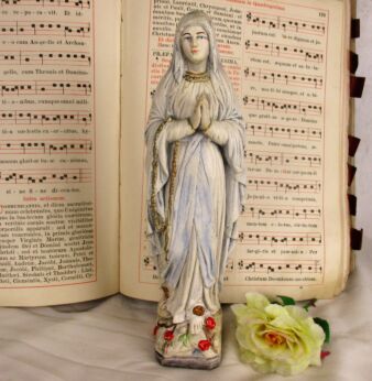French Statue Virgin Mary Notre Dame de Lourdes Madonna Pilgrimage 11.41"