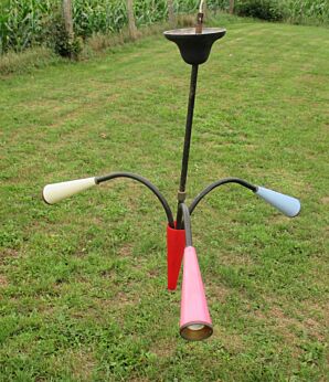 Authentic 1950s 60s Vintage Italian Chandelier era Stilnovo Sputnik Eames 3 arm