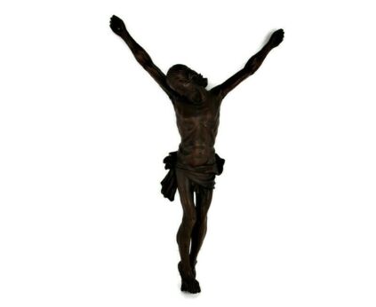 Antique 1700s Gorgeous  Completely hand Carved Wood Hanging Corpus Christi Jesus Christ Sculpture 24.01" Signed