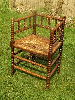 Corner Chair twisted wood Rush Wicker seating Dutch Authentic
