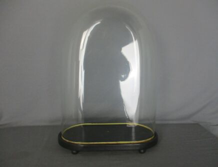 Antique Victorian Oval Hand Blown Glass Globe Dome Doll Clock 19.68" 13.97"