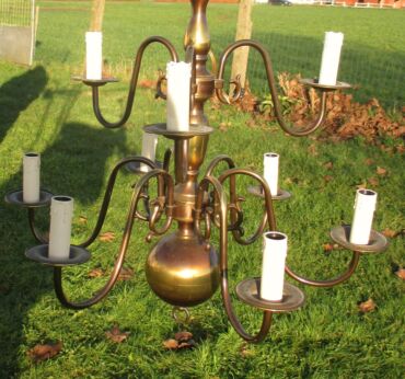 Vintage Flemish Dutch Chandelier 9 Arms Lights  Brass Stunning