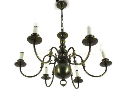 Flemish Dutch Chandelier 6 Arm Lights Brass Eagle Barn Countryhouse Farm Style