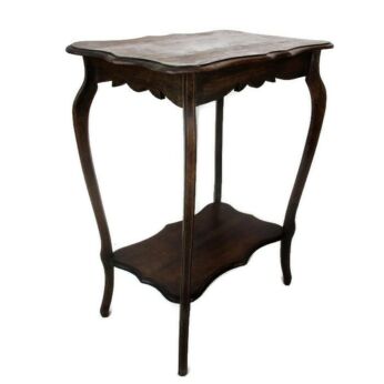 Art Nouveau Wood Side Occasional Wine Table Pedestal Plant Stand Two Tier HTF