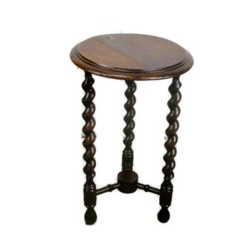 Small Barley Twist Wooden Tripod Side Display Table Pedestal Plant Stand 19.68"