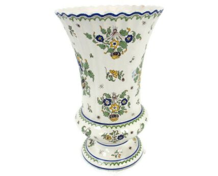 Beautifult Vase Delft Holland Style Polychrome Porcelain   Hand Painted Scalloped Edge