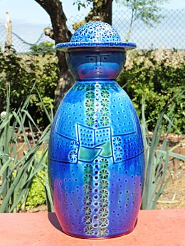 Rare Mid Century Italian Ceramic Rimini Blue Lamp Base Figure era Bitossi Raymor
