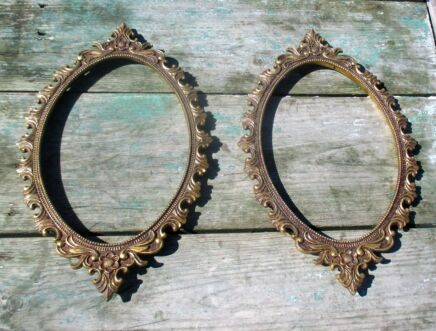 Couple Pair Beautiful vintage Brass Picture Frames Ornate Italian