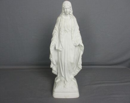 French Antique 1900 Bisque Statue Virgin Mary Our Lady Madonna Open Arms 15"