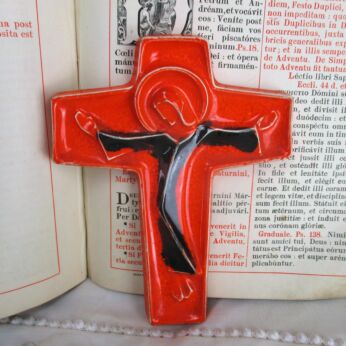 Mid Century Modern Ceramic Modernist Crucifix Era Amphora Perignem Bree Orange