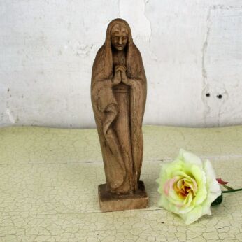 Small Statue Figurine Woman Nun Saint Virgin Mary Praying Madonna Resin