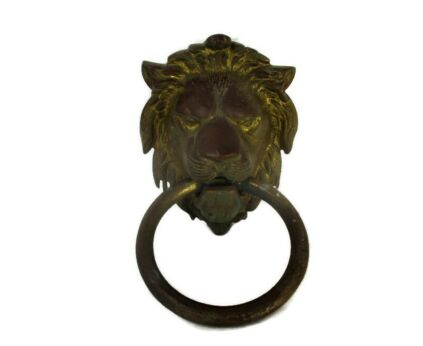 XL Brass Door Portal Knocker Lions Head Ring Architectural Gorgeous Reclaimed