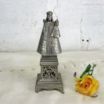 statue Our Lady of Montaigu Infant Scherpenheuvel Spelter Chapel HTF 7.87"