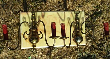 Pair of Vintage Large Flemish Brass Two-Arm Wall Sconces