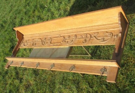 Antique 19th Century Large Coat Hat Rack Carved Wood Stunning