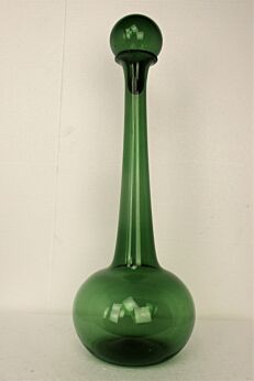 XXL Large Vintage Mid Century Modern MCM Italian Empoli Green Glass Genie Bottle