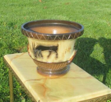Unique Handmade Art Deco Stone Vase Roger Guerin Signed Belgium Egyptian Style