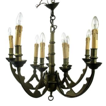 Large Brass Castle Neo Gothic Chandelier 10 lights 10 arms Impressive Gorgeous
