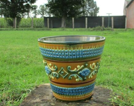 large Planter Jardiniere flower pot Ceramic Bitossi Style Signed Italy Gorgeous