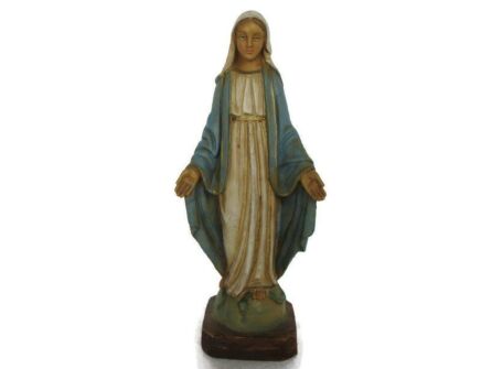 Statue Blessed Virgin Mary Our Lady Madonna Open Arms Hard Plastic Italy 8.46"
