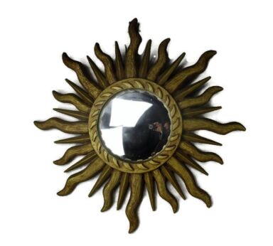 Sunburst Wall Hanging Convex Mirror Mid Century Modern Modernist Resin Retro