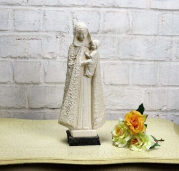 Virgin Mary Madonna Holy Mother Infant Child Plaster Statue on granite base 12"