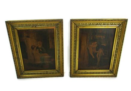 2 pictures frames Wood Lovely Ornate Gold Gilded Small