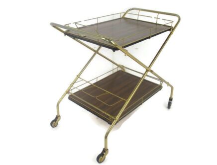French Coctail  Bar Cart Trolley Serving Cart Clear Glass Serving trays Erdecor Escaut Marked Pop art