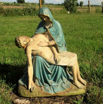 Large Vintage Plaster Statuette Pieta Chalkware Statue Gorgeous Virgin Mary